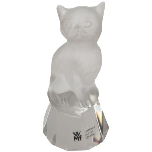 WMF Collection Germany Cat Lead Crystal Sculpture Mini 4" Vintage - Picture 1 of 8